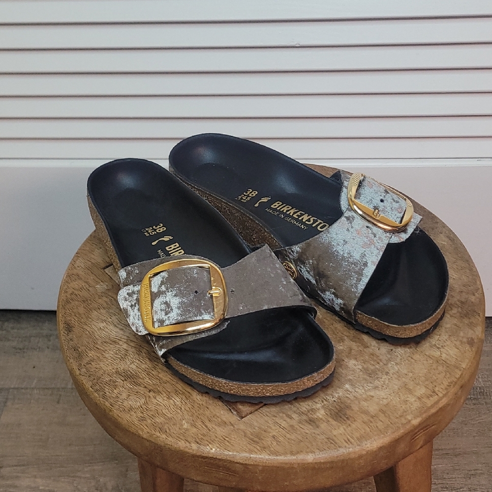 Birkenstock Women's Gray Velour Sandals